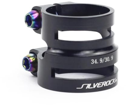 Silverock CNC-Doppel-Sattelstützenklemme, 27,2/31,8 mm, 31,6/34,9 mm, für Carbonpfosten (30,9/34,9 mm, schwarz