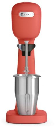 HENDI Mixer Professionale per Bevande, Aeratore di Bevande Leggere, Frappé, Cappuccini Freddi, Include 2 Bicchieri e 4 Agitatori, 230V/400W, 170x196x(H)490mm, Rosso