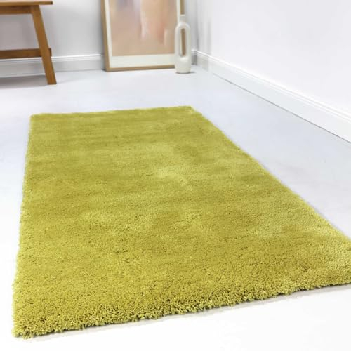 Wecon Home Kuschelig weicher Esprit Hochflor Teppich, bestens geeignet fürs Wohnzimmer, Schlafzimmer und Kinderzimmer RELAXX (70 x 140 cm, senfgelb)