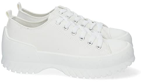 Zapatilla Plana para Mujer, Comoda, Estilo Bamba, con Material de Lona, y Cierre de Cordones, Otono Invierno 2022