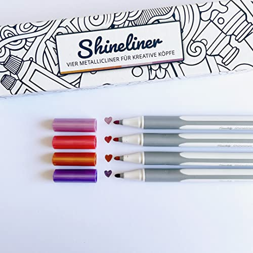 Teachly Shineliner Vintage set om 4 – 4 metallic-pennor för papper, trä, glas, sten och mer – metalliska märkpennor för att skriva, måla och pyssla