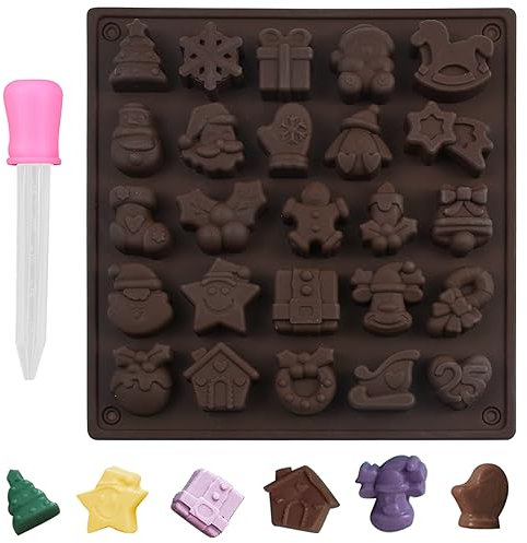 Weihnachten Schokoladenform mit Tropfern, Silikonform Gummibärchen Weihnachts Silikonformen Süßigkeiten Silikonform Weihnachten Backformen Schokolade Pralinenform Süßigkeiten Formen Gummibärchen Form