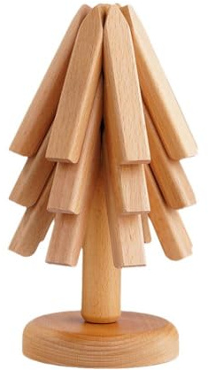 Lot de 3 dessous de plat en bois de noyer noir, dessous-de-plat en bois pour plats chauds, dessous de plat en forme d'arbre, dessous de plat pliable, rangement facile