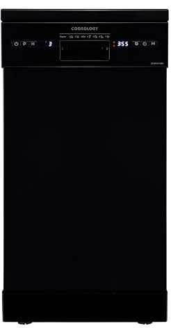 Cookology CFSD4510 Slimline Freestanding Dishwasher in Black - 45cm Width - Compact Design - 10 Place Settings - 6 Wash Cycles - LED Control Panel - 8 Hour Delay Timer - Ideal for Small Families