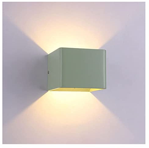 Applique Murale LED Applique Murale carrée, luminaire d'intérieur Cube, projecteurs muraux Haut vers Le Bas, Lampes murales pour Salon, escaliers, Chambre à Coucher, Lampes de Chevet (Couleur : Vert