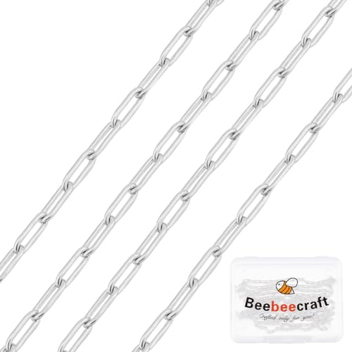 Beebeecraft 1 Box 1M Büroklammerkette Aus Sterlingsilber Mit Ovalen Gliedern Halskettenketten Für Die Herstellung von Armbändern DIY Schmuck