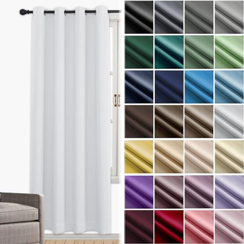 JRUI Rideau Occultant à Œillets - Isolant Thermique et Phonique, Opaque, pour Chambre, Salon, Balcon, Dressing - 180 x 200cm (L x H) Blanc