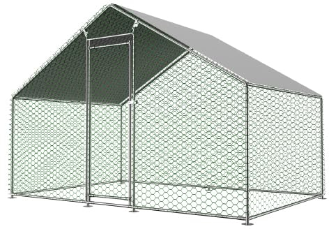 Topchances Freilaufgehege Hühnerstall 3x2x2m mit Sicherheitsschloss und Wasserdichtes PE-Tuch,Freilaufgehege aus Metall für Hühner,Kaninchen und weitere Kleintiere (3x2x2m)