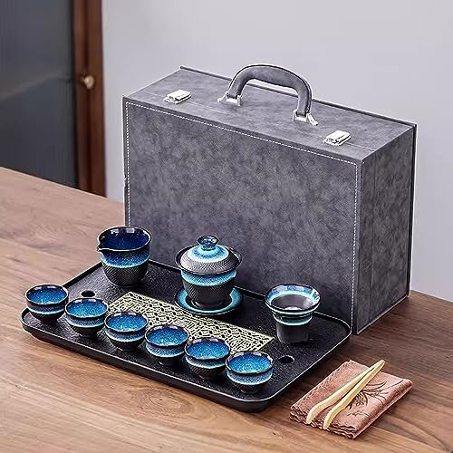 XaEjNzwDT Tetera marroqui teteras para te Juego de te Caja de Regalo de Juego de té de cerámica para el hogar, Adecuada para reunirse con Invitados en la Oficina(Color:B,Size:)
