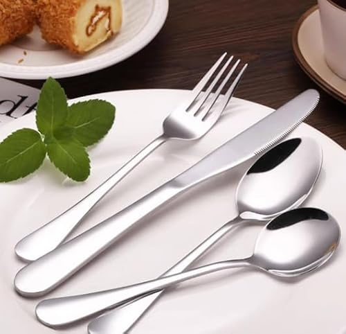 Cutlery Set 16 Piece Stainless Steel Flatware Set Including Forks Spoons Teaspoons knf, Service for 4, Ideal for Home, Party, Restaurant Dishwasher Safe/Easy Clean, Mirror Polished (16)