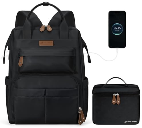 Maelstrom Travel Backpack for Women Men,Laptop Backpack Fits 15.6-17.3 Inch Laptop, Nurse/Work Bag with Insulated Lunch Box (Black)