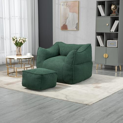 TaiEnjoy Sitzsack – Bequemes Faules Sofa mit Hochdichter Schaumfüllung und Umweltfreundlichem Leinengewebe, Minimalistisches Design für Modernen Stil – Perfekt für Lesesessel und Entspannung (Grüner)