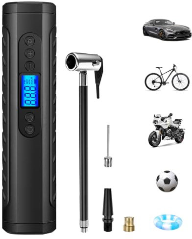 NWOUIIAY Compresseur à Portatif 150PSI 6000 mAh Gonfleur Pneus Voiture Affichage Numérique avec Lumière LED 3 Adaptateurs compresseur sans Fil pour Voiture, Vélo et Moto etc