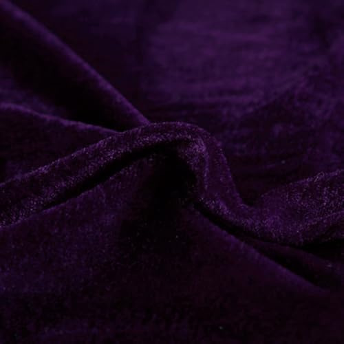 Anevous 1m x 165cm Pannesamt Stoff Meterware für Deko, Samt ähnliche Dekostoff, Stoffe zum Nähen, Samtstoff Basteln und Bekleidung Für Kleidung Vorhänge Gardinen Bühne Tischdecke Deko,Dunkelviolett