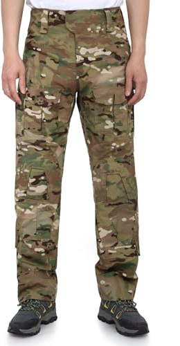 BWBIKE Pantalon Cargo Tactique pour Homme - Pantalon de Combat Multi-Poches Camouflage pour Randonnée, Chasse, Airsoft, Paintball, Entraînement & Travail