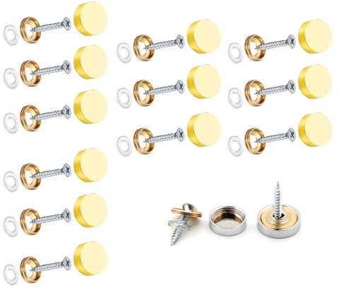 Spiegelschrauben aus Edelstahl, 16 mm, Metall-Spiegelnägel mit dekorativen Kappen, Messingabdeckungen, Hardware mit Unterlegscheibe für Möbelbeschläge, Badplatten, Couchtische