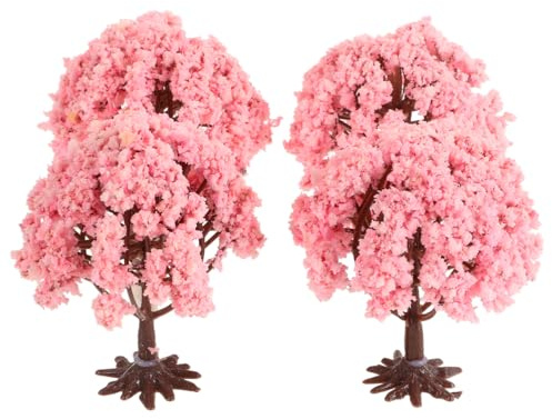 Luxshiny 4 Pièces Cerisier Miniature en Fleurs Arbre De Fleurs De Cerisier Artificiel Modèle d'arbre De Simulation 8.00X8.00X8.00cm pour Micro Paysage Succulent Bricolage Et Décoration Maison