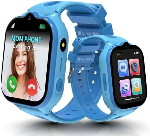 Emojikidz Smart Watch – Best Kid-Safe Phone Watch, Precision Real-Time GPS Tracking, Calls, Texts, Activity Tracking, School Mode, Parental Controls, SOS Button & Safety Alerts, Geo-Fence Zones (Blue)