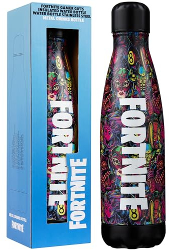 Fortnite Botella Agua Acero Inoxidable 500ml para Adultos y Adolescentes, Botella Térmica Reutilizable Antigoteo sin BPA, Regalos Gamer (Multi Fortnite)
