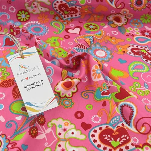 TOLKO Modestoff Dekostoff universal Stoffe zum Nähen Meterware Dekorieren | Blickdicht knitterarm | 150cm breit Bekleidungsstoffe Dekostoffe Vorhangstoffe Basteln Patchwork (Flower Power)