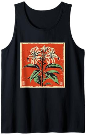 Lys araignée rouge rétro japonais floral vintage fleurs japonaises Débardeur