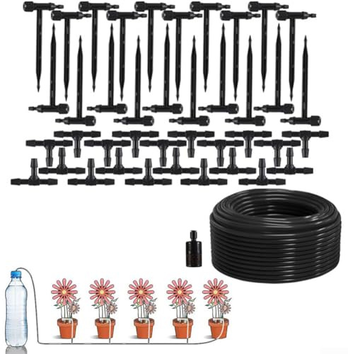 Kit de système d'irrigation goutte à goutte automatique, équipement d'arrosage automatique pour intérieur ou extérieur, jardin, serre, parterres de fleurs (20 m)