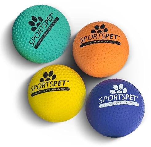 SPORTSPET Tough Bounce Hundebälle aus Naturkautschuk, sehr langlebig, robust, 65 mm
