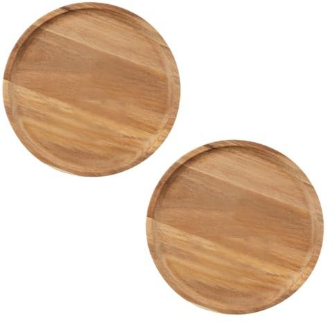 Alex Nash Acacia Wood Round Decorative Tray – Small Rustic Wooden Centrepiece for Candles, Coffee Table & Home Décor – Serving Tray and Snack Board for Kitchen, Cheese & Charcuterie – 21x21cm (2)