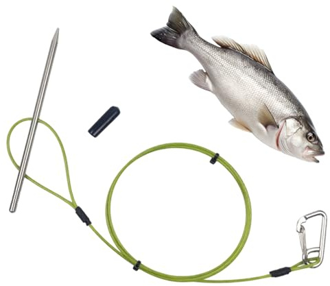 Generisch Pincho de | Abrazadera de Cable de Acero Inoxidable, con mosquetón y Pinza de Pescado, para Submarinismo, Kayak, Lago, Estanque, Zona Costera