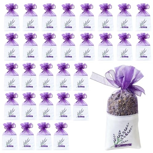 Plkjiu 30 Pcs Lavender Bags Empty for Wardrobes - Muslin Sachets for Potpourri & Dried Lavender, Natural Fresheners for Closet Drawers Storage, Aromatic Scented Pouches for Car & Shoes
