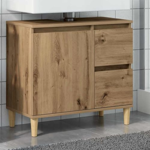 Frdhee Mueble de baño, mueble bajo lavabo de roble Artisan, 65 x 33 x 60 cm, tablero de madera para baño, salón, comedor, cocina