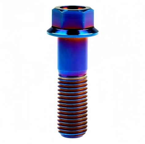Titanschrauben M12 x 30–90 mm, Flanschkopf, Sechskantkopf, Steigung 1,25/1,5, Motorrad-Modifikationsschrauben(Burnt Blue,60MM_PITCH 1.5)