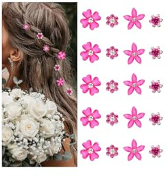 Mezrkuwr 20 fermagli per capelli a forma di fiore con piccoli fiori, in metallo, per donne, ragazze, matrimoni, decorazioni per capelli (4 motivi floreali)