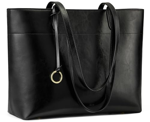 Kattee Handtasche Damen groß aus Echtem Leder, Shopper Tasche Damen für Laptop & Tablet, Tote Bag Handgefertigte mit Reißverschluss, ideal für Arbeit, Reisen & Alltag