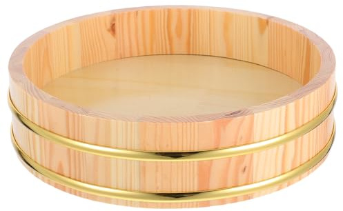 BESPORTBLE Bol à Riz à Sushi en Bois 26 CM Cuve Dorée pour Préparation et Stockage de Riz à Sushi Cuisine Japonaise