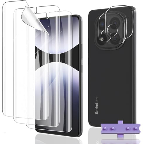 Euukzzea Protector de Pantalla para Xiaomi Redmi Note 14 Pro Plus 5G, 3 Piezas películas protectoras flexibles de TPU 2 Piezas Protector de Lente de Cámara, HD Anti-Arañazo Protector Pantalla Film