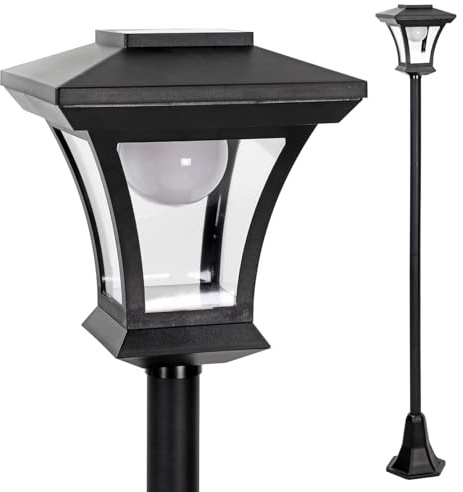 Taylor & Brown 1.5m Tall Solar Powered Lamp Post Light - LED Garden Lantern for Outdoor Lighting, Decorative Patio Lights for Pathway, Walkway, Driveway or Yard