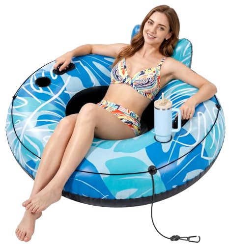 SOLAVERO Flotadores Inflables para Piscina, 135cm Inflable Flotador Adulto, Silla Flotante con 2 Asas y Portavasos, Sillon Hinchable para Fiesta Veraniega en Piscina