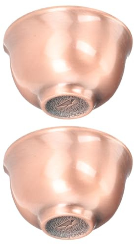 WATIIFUFU Tazas de Té Antiguas de Cobre Dorado para Reuniones Familiares y Ocasiones Obsequios, Resistentes y Versátiles, Estilo Vintage Retro Diseño Tradicional Chino 2piezas
