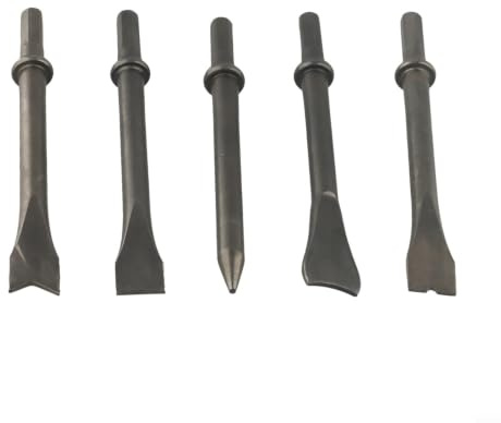 Set di scalpelli per martello pneumatico, kit di 5 pezzi con gambo esagonale in acciaio per rimozione bulloni e lavorazione del metallo, compatibile con martelli pneumatici