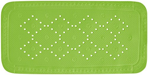 Spirella - Alaska PVC-Schaumstoff-Badematte - rutschfeste Badematte mit Saugnäpfen und Abflusslöchern, schimmelresistent - Kiwi - 71 x 36 cm