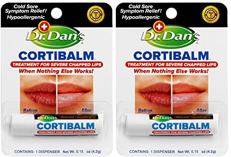 Dr. Dan's Cortibalm-2 Pack- for Dry Cracked Lips - Healing Lip Balm for Severely Chapped Lips - Designed for Men, Women and Children