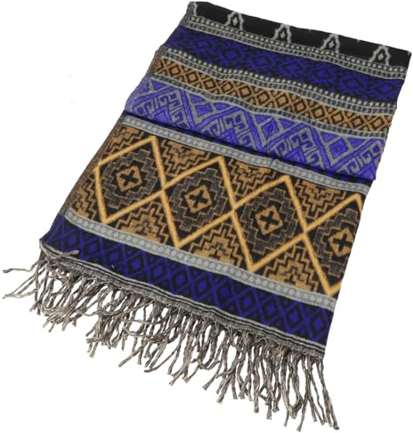 GURU SHOP Weicher Pashmina Schal/Stola, Ethnomuster, Plaid | Warmer Schal, großes Schultertuch, vielseitig einsetzbar, perfektes Wohlgefühl, unisex, ideal für kalte Tage