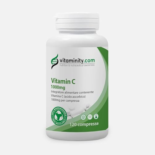 Vitamina C 1000mg 120cpr 1al giorno per 4 mesi, acido ascorbico puro supporto difese Immunitarie e protezione Antiossidante, vitamina c pura - Made in Italy