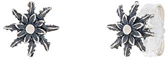 Eguzkilore Pendientes Eguzkilore en Plata de Ley (925mm) Envejecida - Tamaño pequeño 11mm - Pendientes de plata con Eguzkilore flor del sol símbolo vasco - Joya para regalo mujer