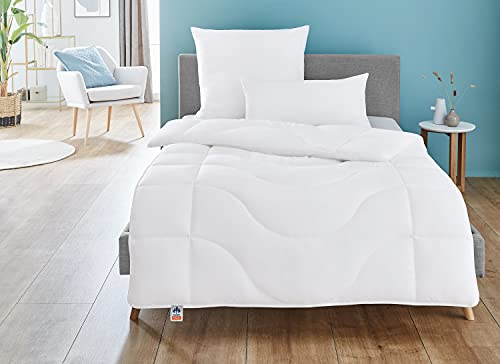 Irisette Lotte Ganzjahresdecke - Produziert in Deutschland - Steppbett mit Top Cool Gewebe, 95 Grad waschbar, inkl. Aufbewahrungstasche, 135 x 200 cm, weiß, Öko-Tex Zertifiziert