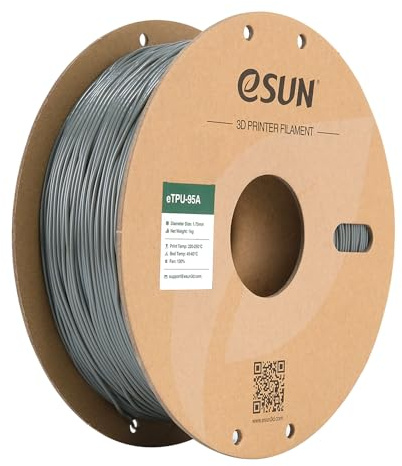 eSUN Flexibles TPU-95A Filament 1.75mm,Grey,1KG | 3D Drucker Filament TPU-95A, Maßgenauigkeit +/- 0.05mm, 1kg Spule (2.2 LBS) 3D Druck Filament für 3D Drucker