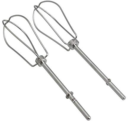 Mxfans 2Pcs Turbo Beaters Replacement for KitchenAid Hand Mixer | Silver stainless steel replacement beaters. Ideal for blending smoothies, shakes, and eggs.