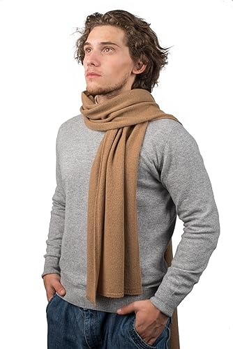 Dalle Piane Cashmere Herren Schal Uni 100% Kaschmir | Halstuch für Büro, Abend und Reisen, 200x35 cm, vier Jahreszeiten, Geschenk für Ihn, Made in Italy