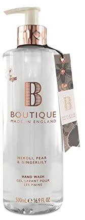 Boutique Neroli, Pear & Gingerlily Hand Wash 500ml Refreshing Liquid Soap - Essential Oils - Vegan and Cruelty Free, No SLS or Parabens - Made In England